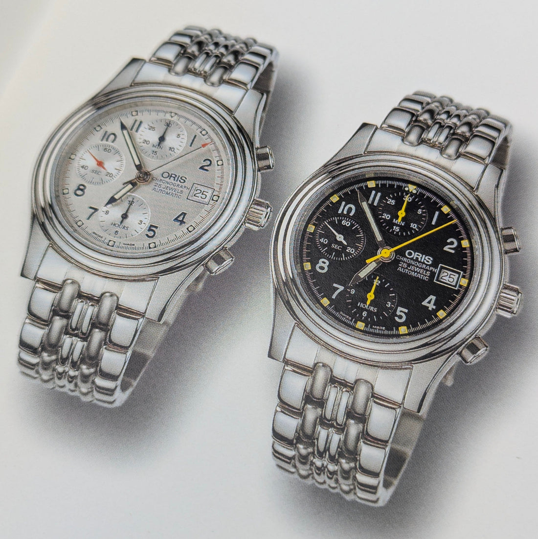 Close-up of a pre-owned chronograph watch showing pushers, subdials and case detail, illustrating the anatomy of mechanical and automatic chronograph movements — Bezel & Hide