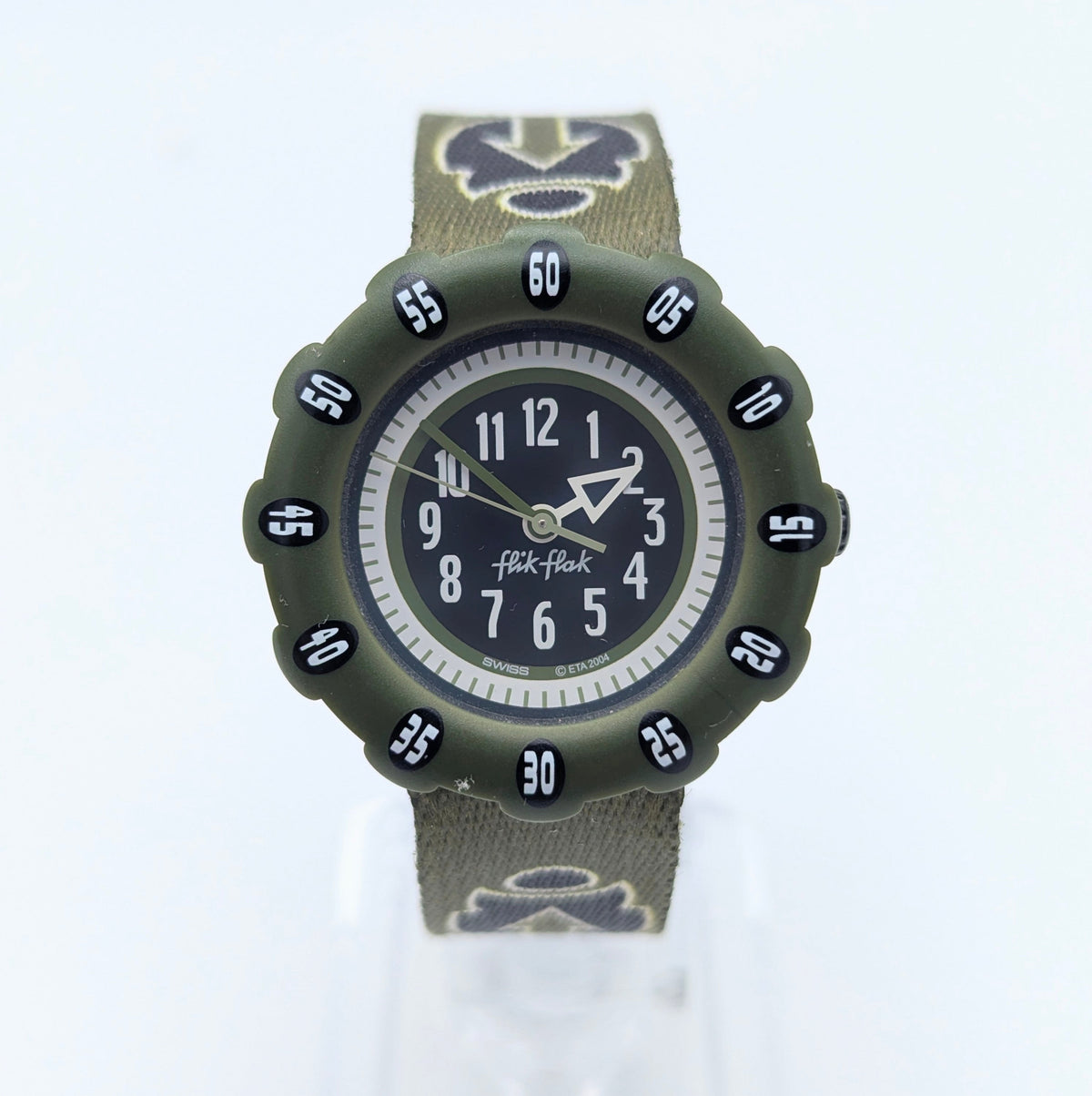 Flik Flak Kids Tribal Military Quartz Watch — Swiss Made, Time-Teaching Fun, Sold Naked - Bezel & Hide