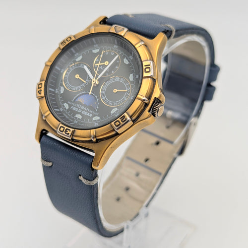 Alba Field Gear V33F-6A80 Triple Calendar Watch – Gold Tone, Dark Dial