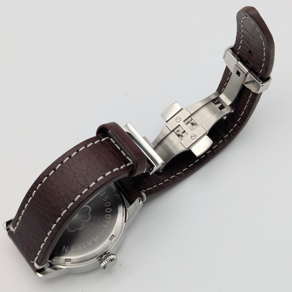 Haiken H40 Automatic Men's Watch — Anthracite Dial, G.B., Altitude-Tested, Brown Leather - Bezel & Hide