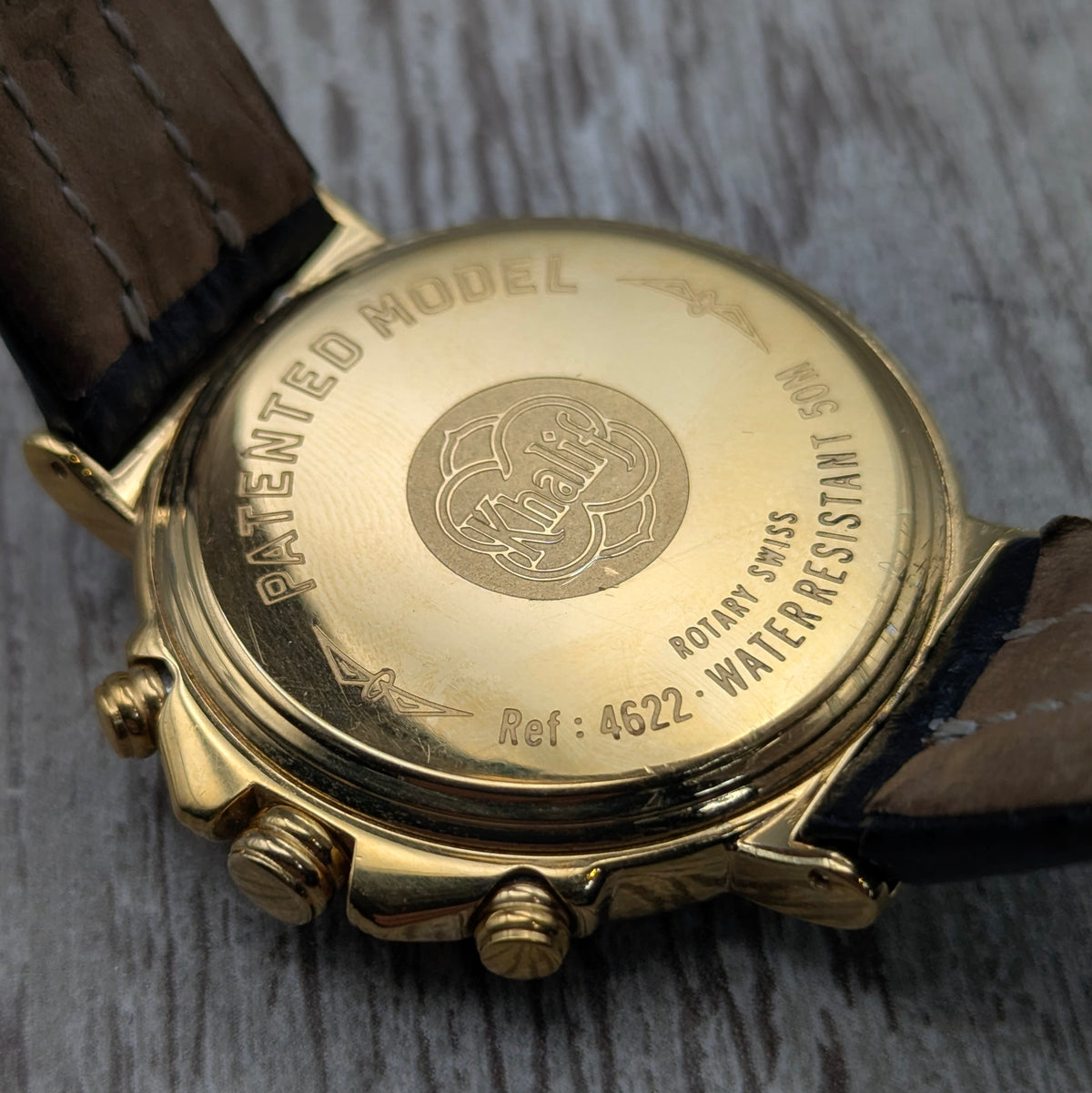 Rotary Kalif Chronograph – Gold Plated. Pre-Owned - Bezel & Hide