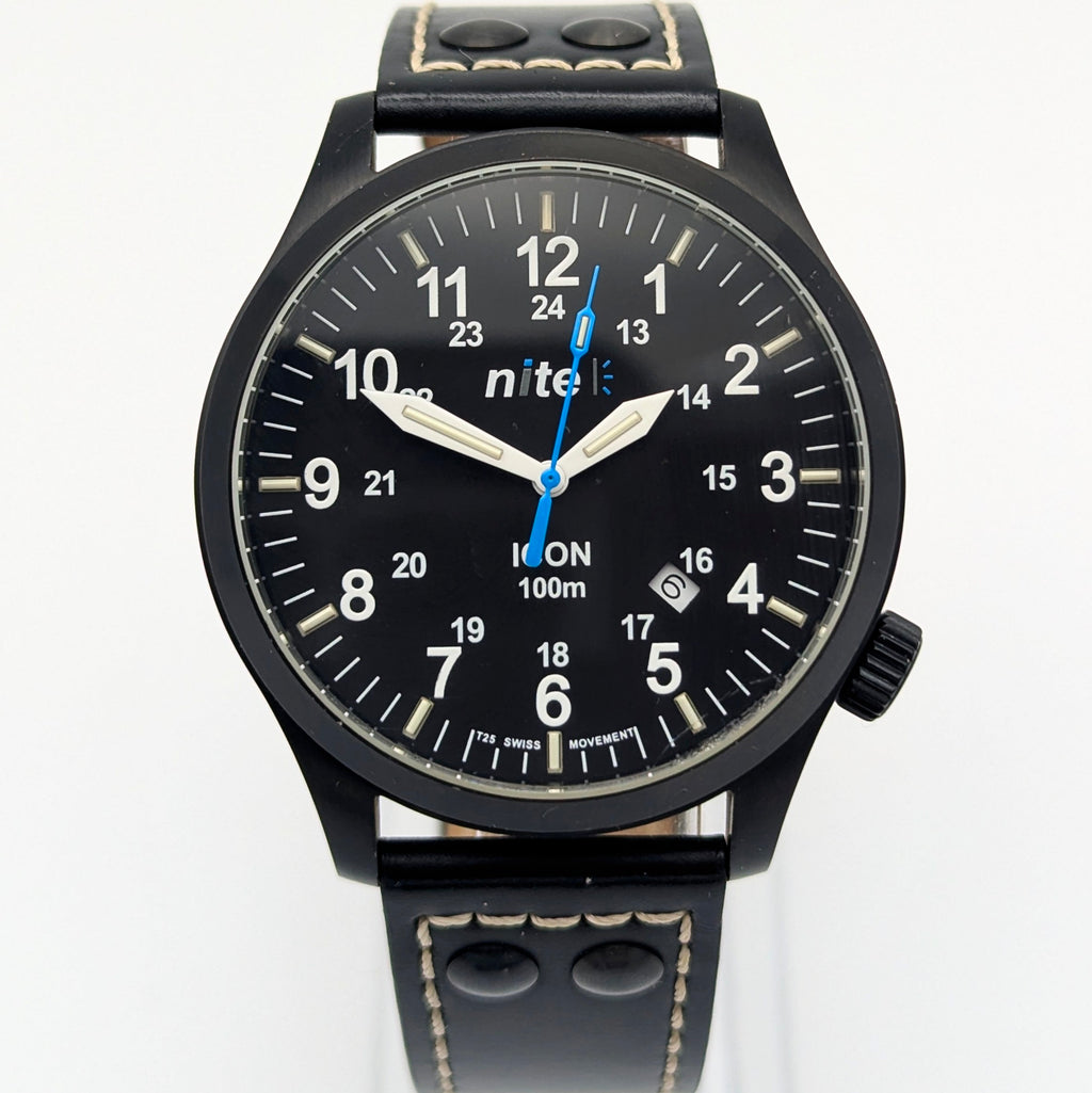 Nite ICON Tritium Field Watch — Black PVD, 100m, Men's - Bezel & Hide