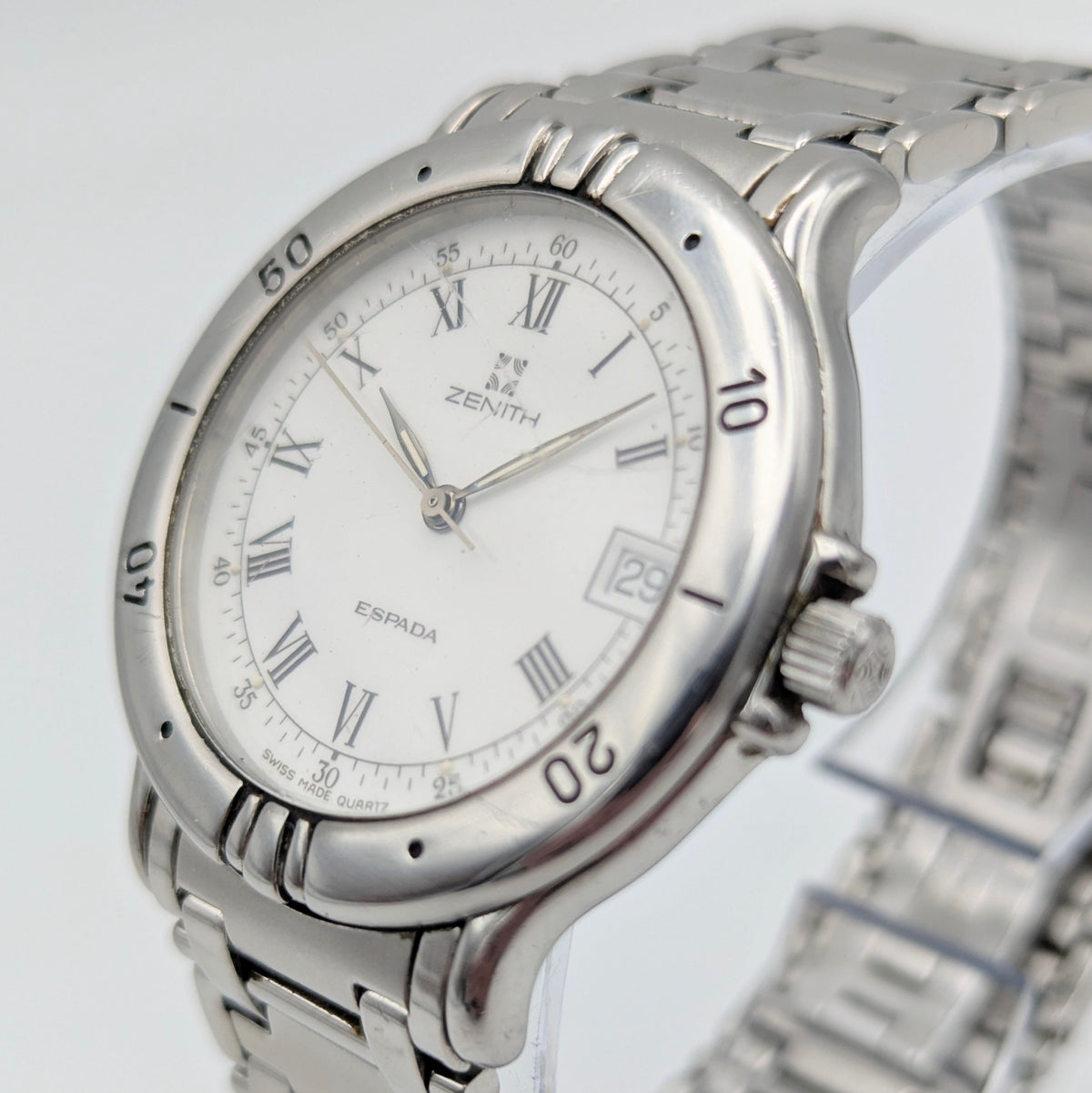 Zenith Espada Men's Quartz Watch — Swiss Made, Roman Dial, Sold Naked - Bezel & Hide
