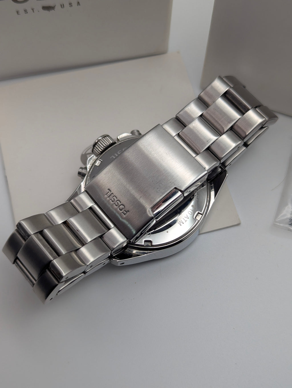 Fossil CH2600 Chronograph — Black Dial, Stainless Steel Bracelet, Box & Spare Links - Bezel & Hide