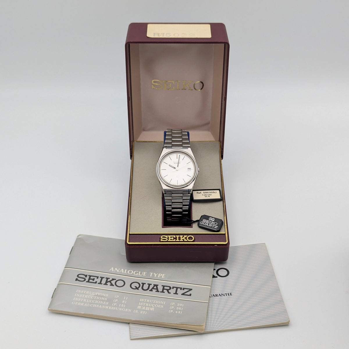 Seiko SQ 5H22 Vintage Quartz Watch 1986 — Silver Dial, Boxed - Bezel & Hide
