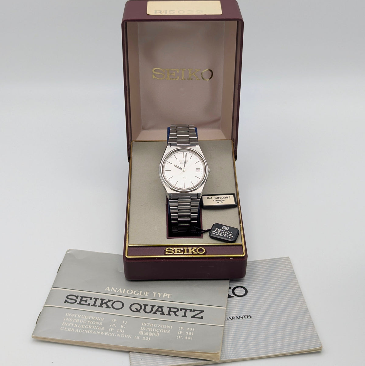 Seiko SQ 5H22 Vintage Quartz Watch 1986 — Silver Dial, Boxed - Bezel & Hide