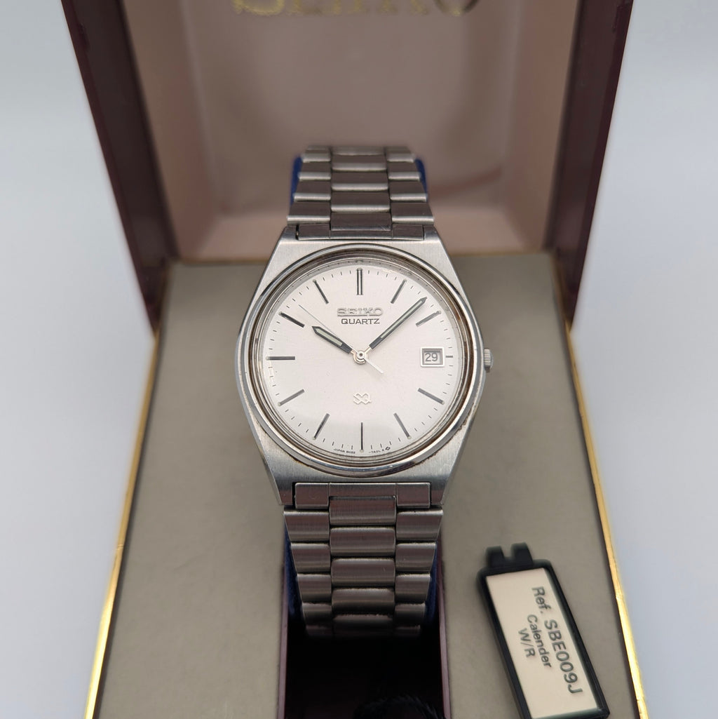 Seiko SQ 5H22 Vintage Quartz Watch 1986 — Silver Dial, Boxed - Bezel & Hide