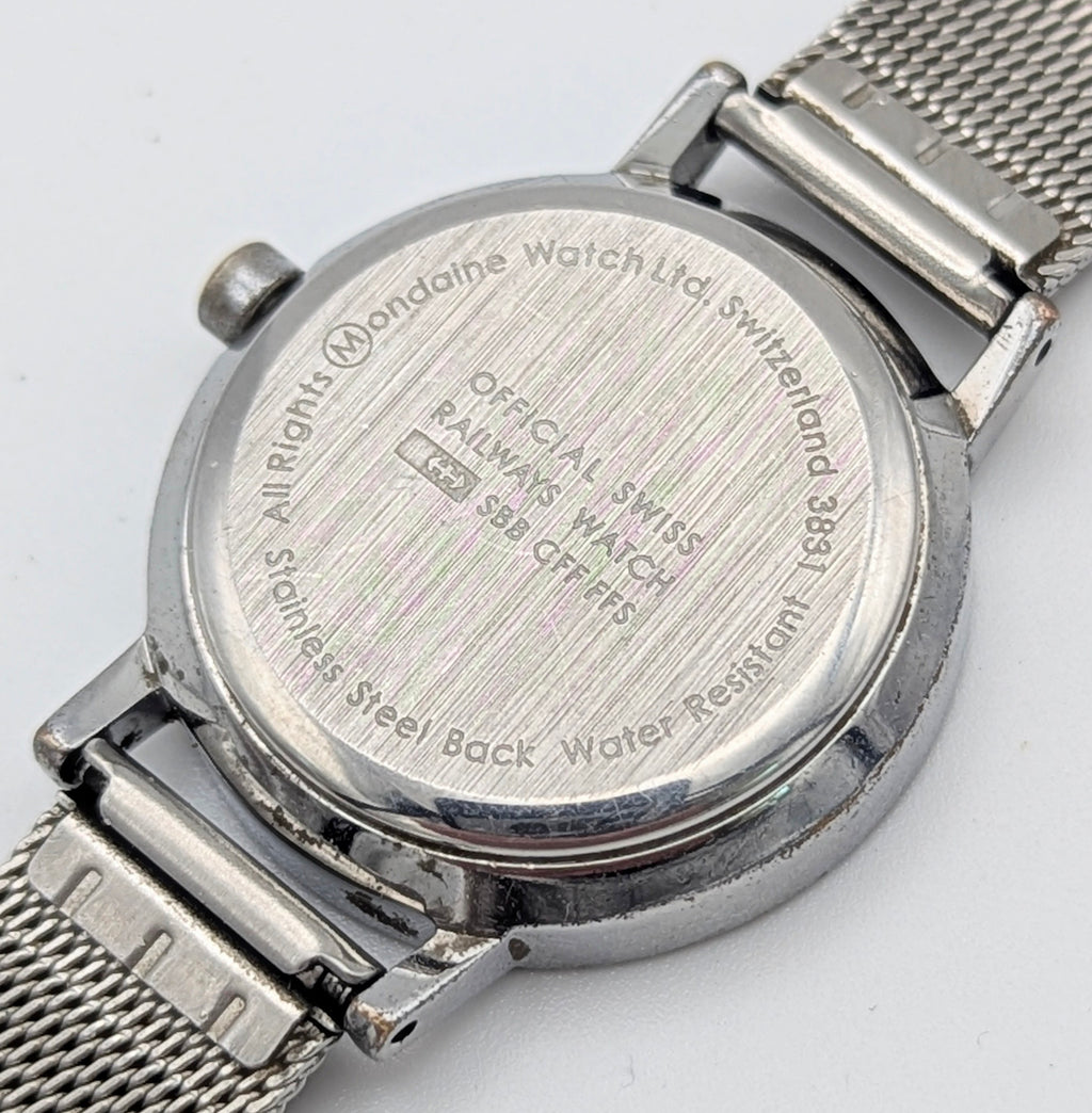Mondaine SBB Ladies' Swiss Railway Watch — White Dial, Steel Mesh Bracelet, Sold Naked - Bezel & Hide