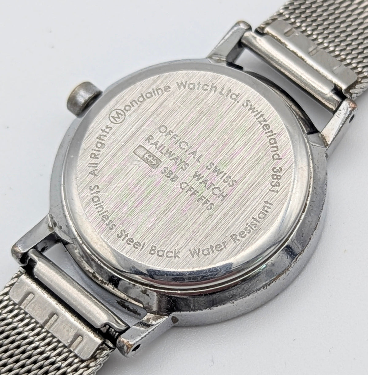 Mondaine SBB Ladies' Swiss Railway Watch — White Dial, Steel Mesh Bracelet, Sold Naked - Bezel & Hide