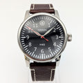 Haiken H40 Automatic Men's Watch — Anthracite Dial, G.B., Altitude-Tested, Brown Leather - Bezel & Hide