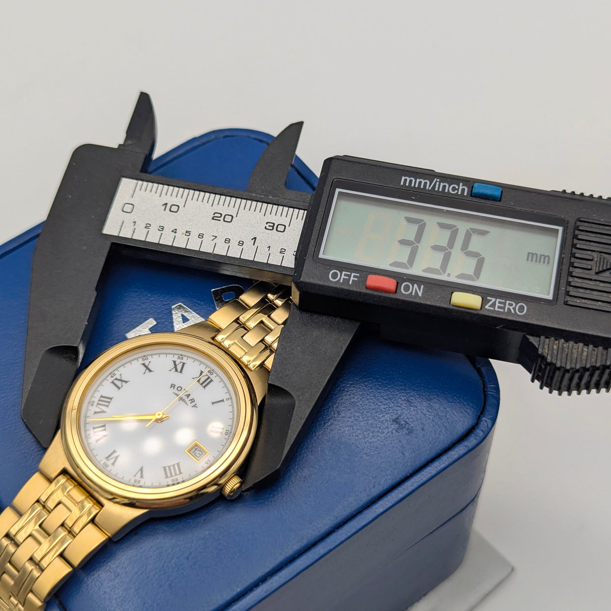 Rotary Gold-Plated Classic Quartz Watch — White Roman Dial, Full Set - Bezel & Hide