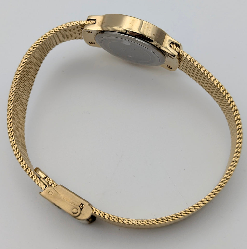 Accurist Ladies Gold-Tone Mesh Watch — Mother-of-Pearl Dial, Crystal-Set Lugs, Sold Naked - Bezel & Hide