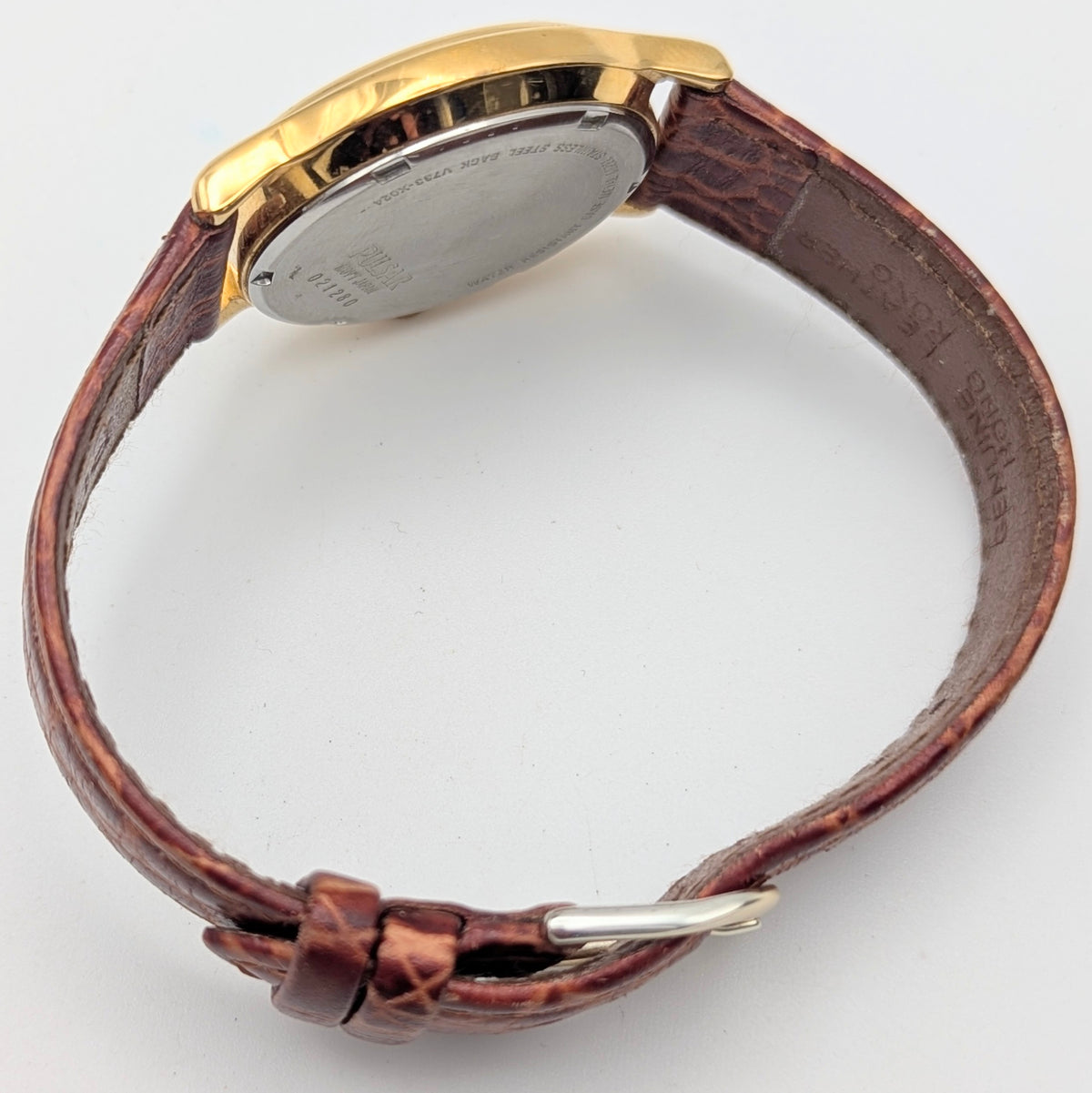 Pulsar Day-Date Dress Watch — Gold-Tone, White Dial, Sold Naked - Bezel & Hide