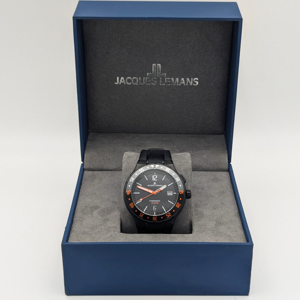 Jacques Lemans Hybromatic 1-2109 Hybrid Quartz Watch, Black & Orange, Boxed