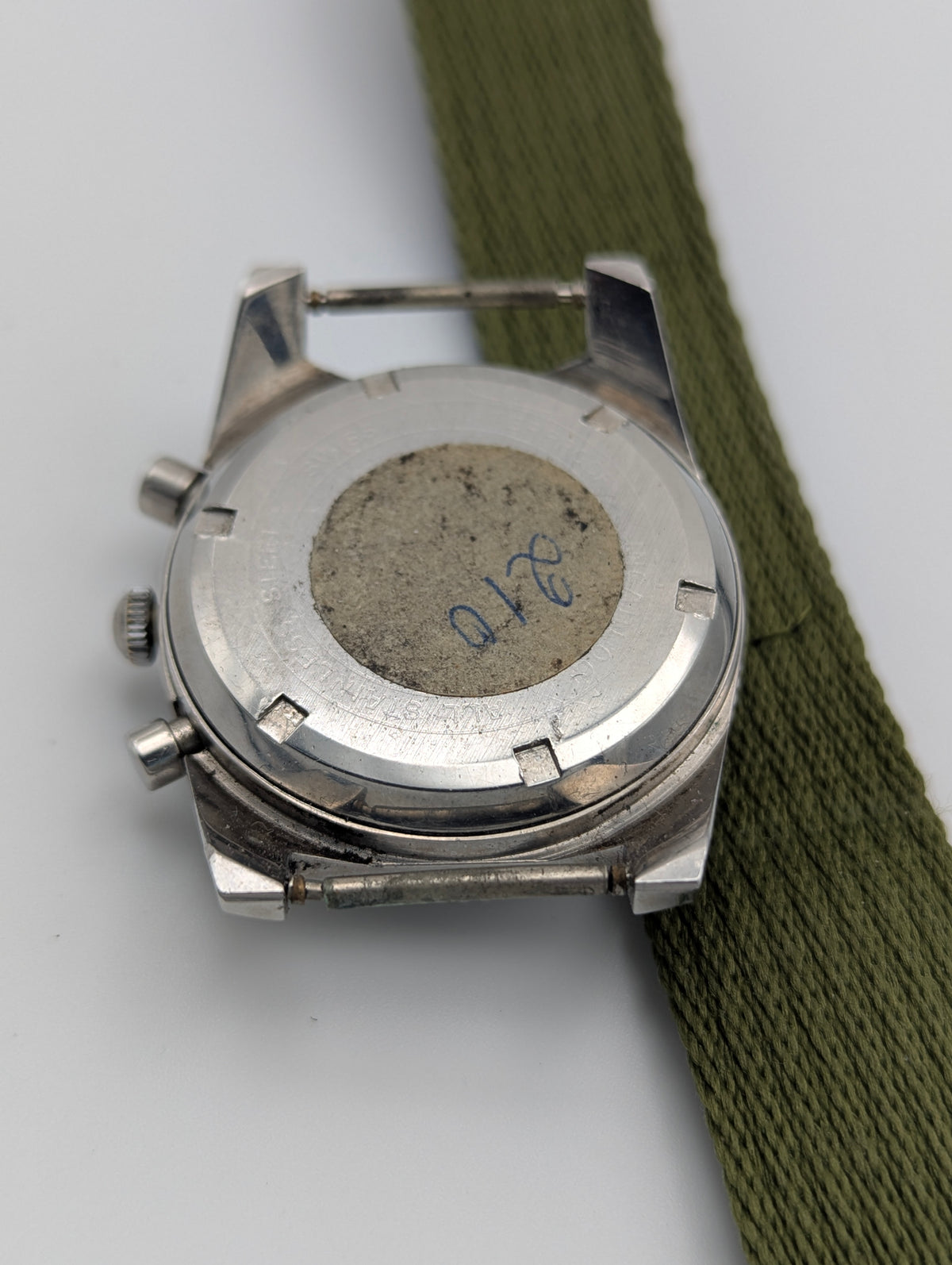 Lator Landeron Manual-Wind Chronograph | Black Dial & Olive Green Strap