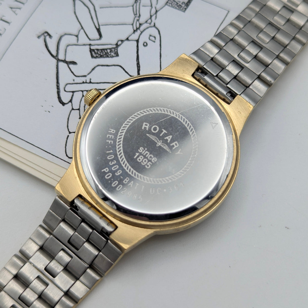 Rotary Gold-Plated Classic Quartz Watch — White Roman Dial, Full Set - Bezel & Hide