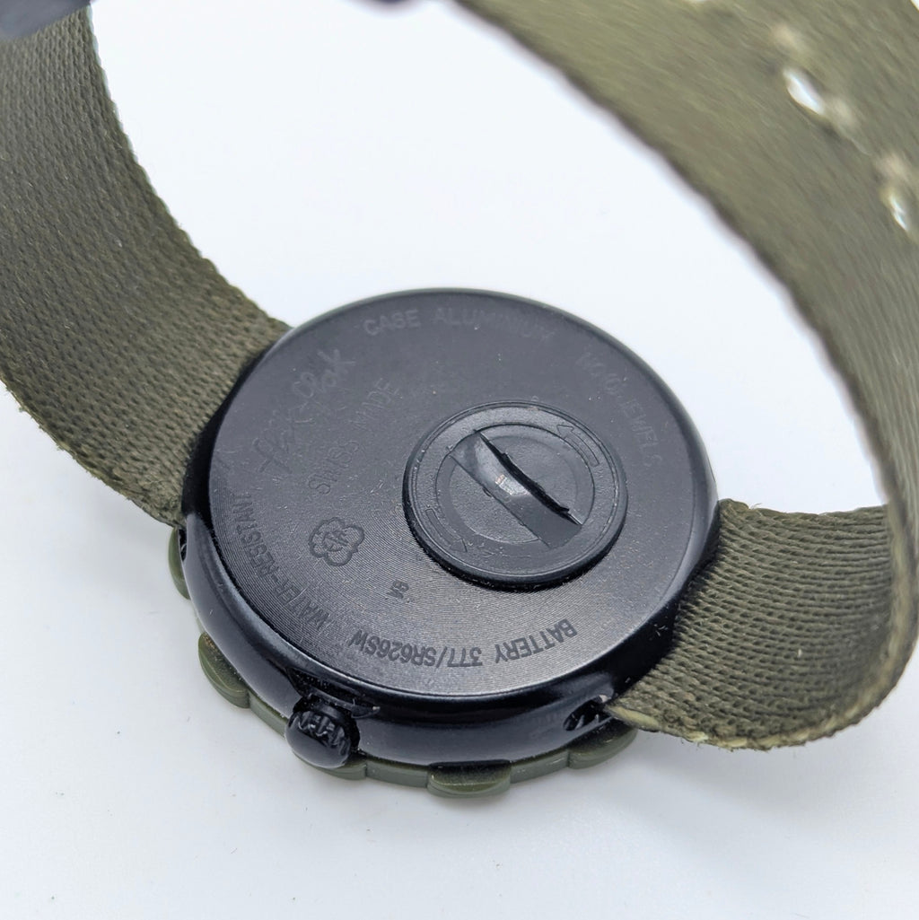 Flik Flak Kids Tribal Military Quartz Watch — Swiss Made, Time-Teaching Fun, Sold Naked - Bezel & Hide