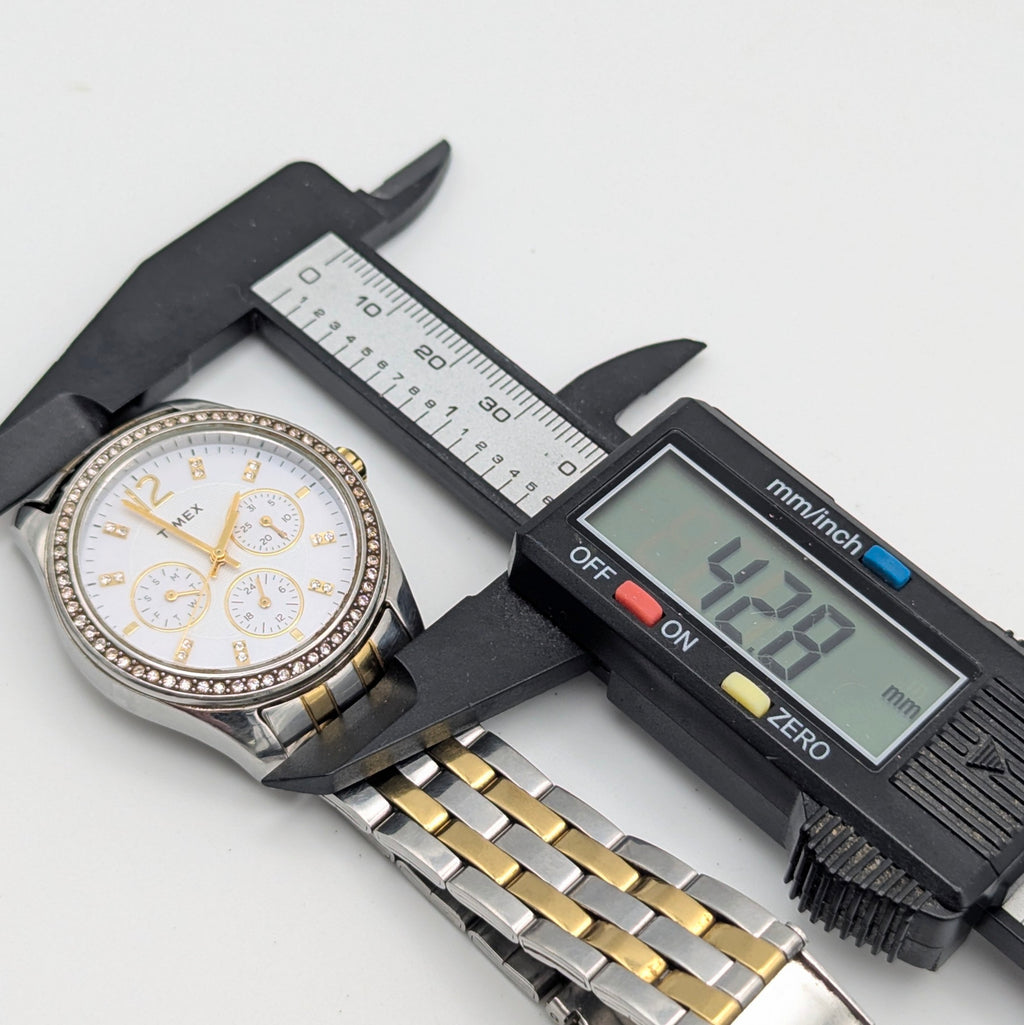 Timex Ariana Multi-Function Ladies' Watch — Crystal Bezel, Two-Tone, Day/Date/24H - Bezel & Hide