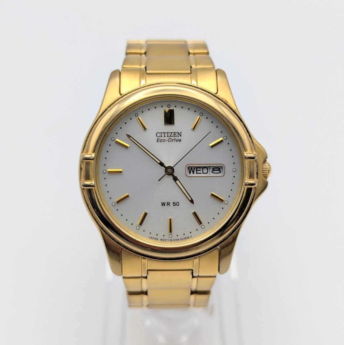 Citizen Eco-Drive Gold-Plated Day-Date Quartz Watch — White Dial, 35mm, Sold Naked - Bezel & Hide