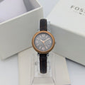 Fossil ES3138 Virginia Ladies' Watch — Rose Gold-Tone Bezel, Grey Dial, Brown Leather Strap - Bezel & Hide