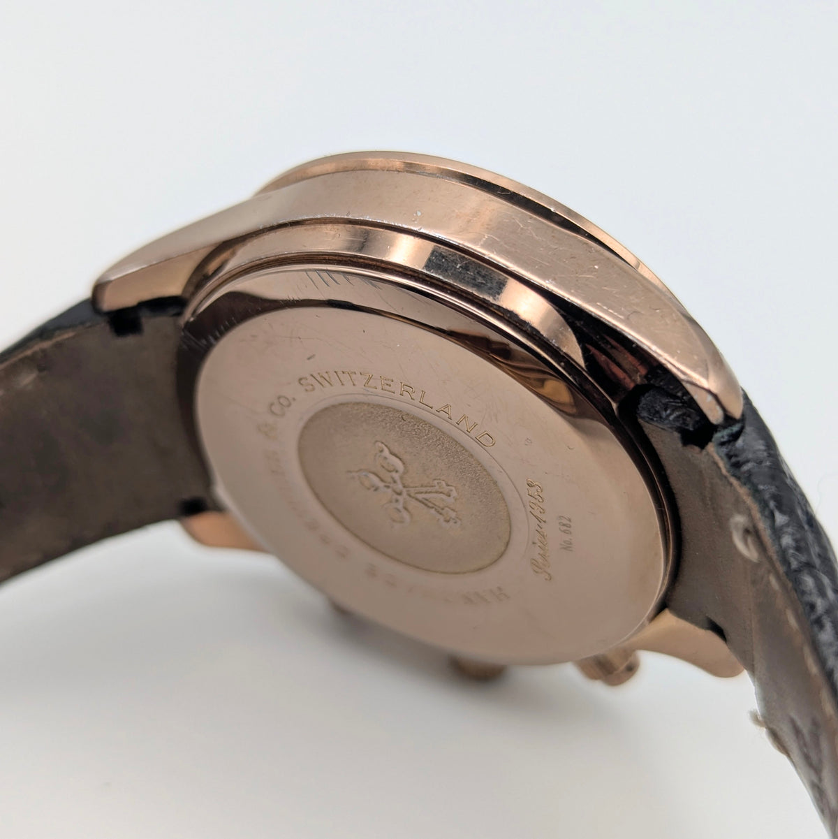 Dreyfuss & Co. Swiss Quartz Chronograph Men's Watch — Rose Gold, White Panda Dial - Bezel & Hide