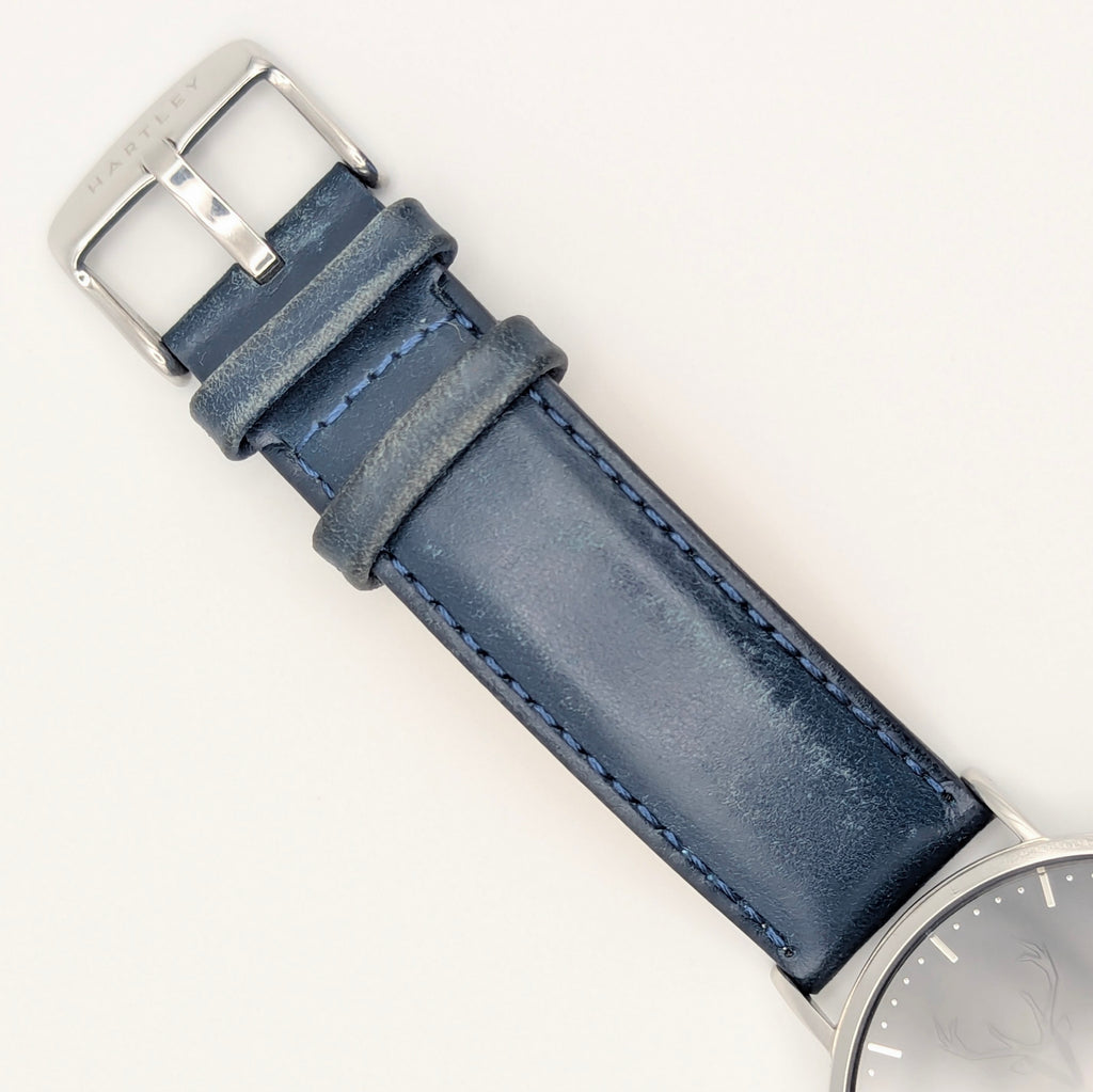 Hartley Stag Charcoal Dial Quartz Men's Watch — Sapphire Crystal, Navy Strap, Boxed - Bezel & Hide