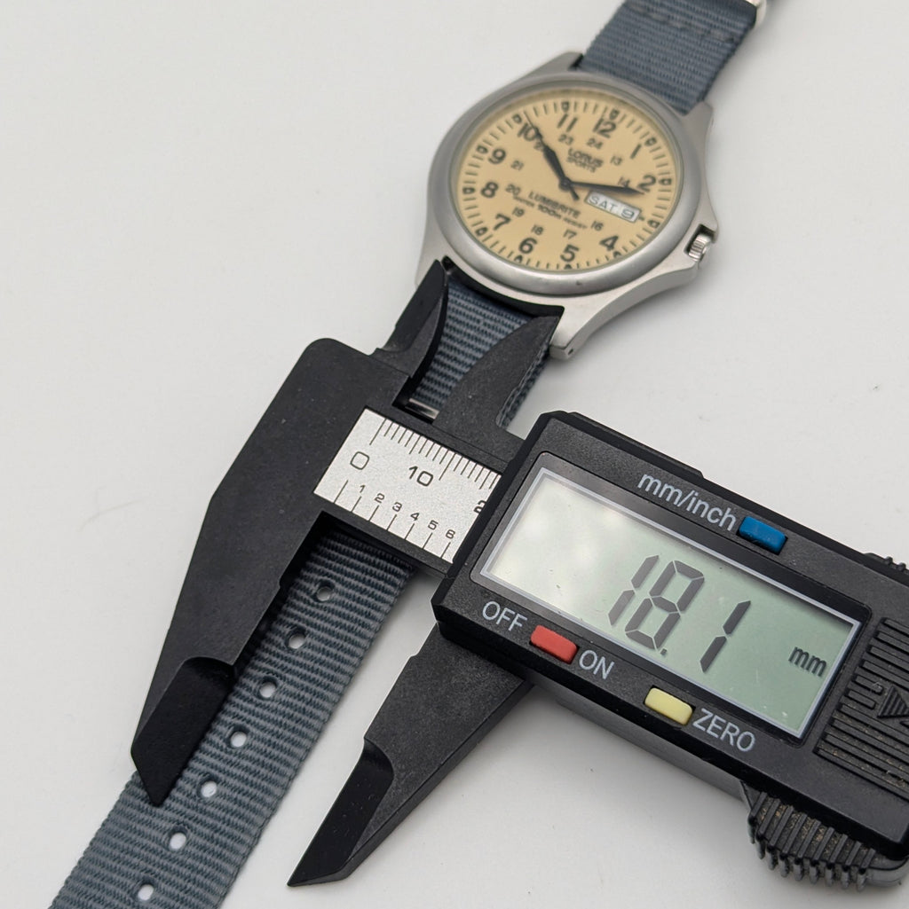 Lorus Sports Military Field Quartz Watch — Cream Lumibrite Dial, Day-Date, 100m WR, NATO Strap, Sold Naked - Bezel & Hide