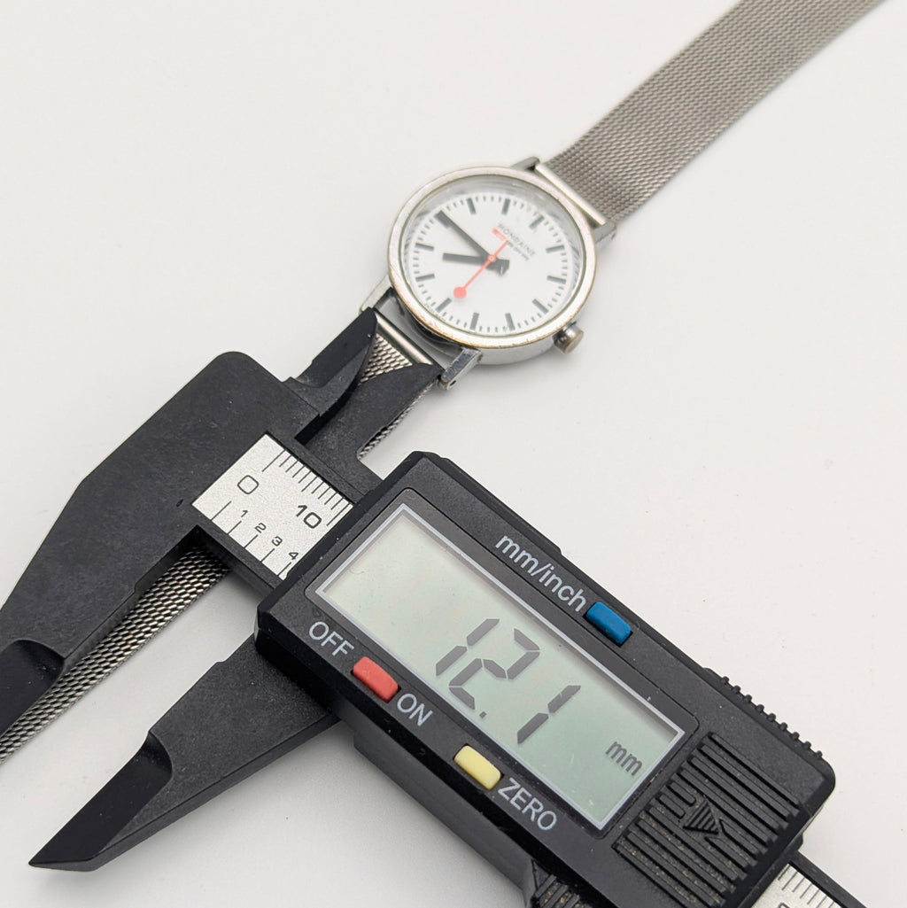 Mondaine SBB Ladies' Swiss Railway Watch — White Dial, Steel Mesh Bracelet, Sold Naked - Bezel & Hide