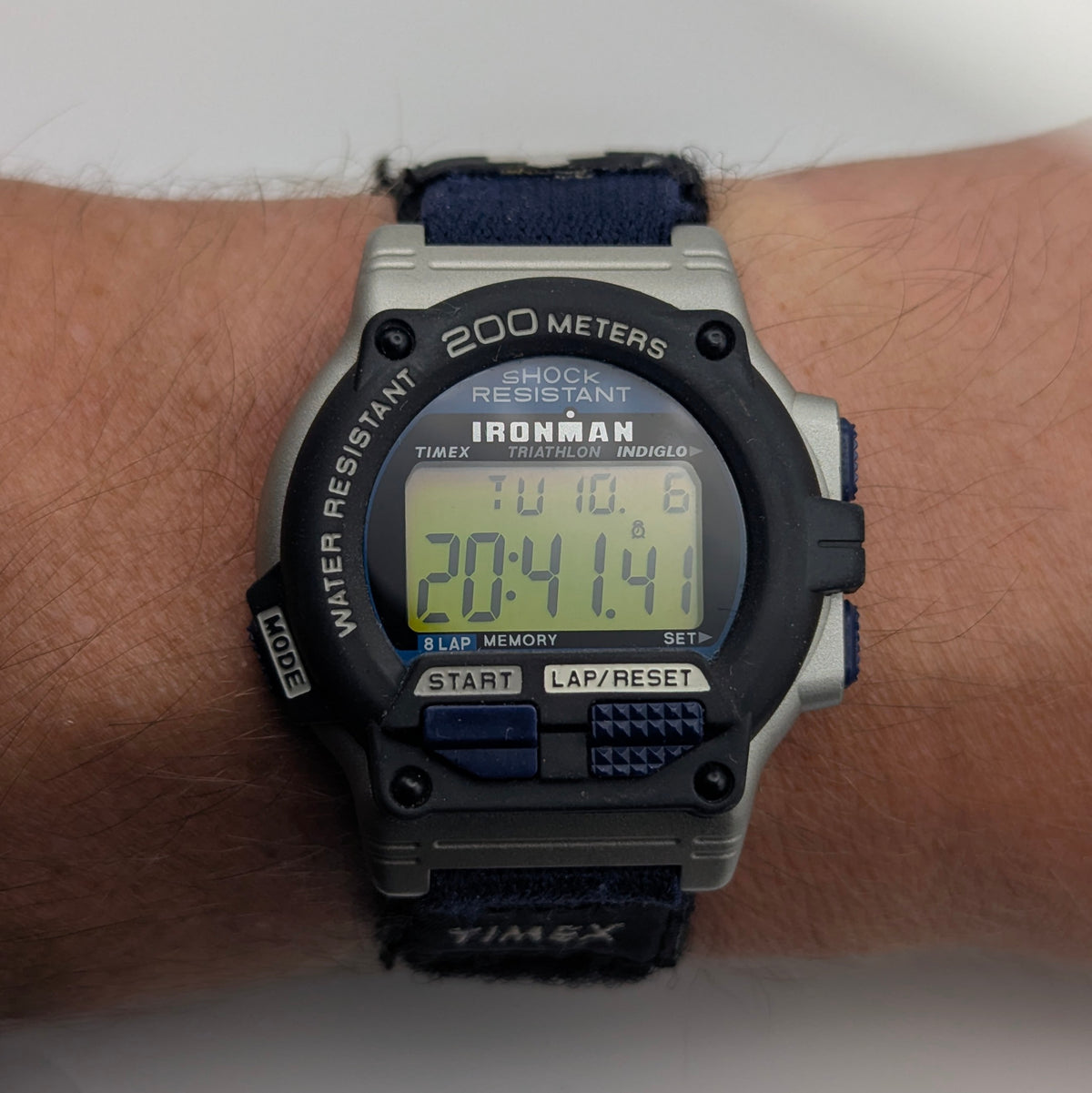 Timex Ironman Triathlon 8-Lap Digital Watch — INDIGLO, Original Strap, Vintage - Bezel & Hide