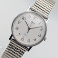 Timex Easy Reader Quartz Watch — White Dial, Silver-Tone Expansion Bracelet, Sold Naked - Bezel & Hide