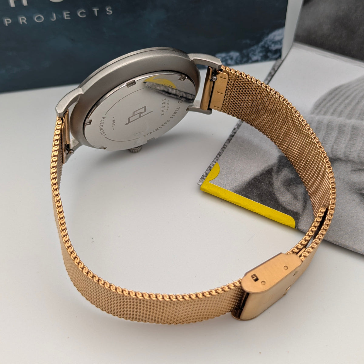 Shore Projects Ludlow — Ice Blue Dial, Gold-Tone Mesh, Quartz, With Box & Instructions - Bezel & Hide