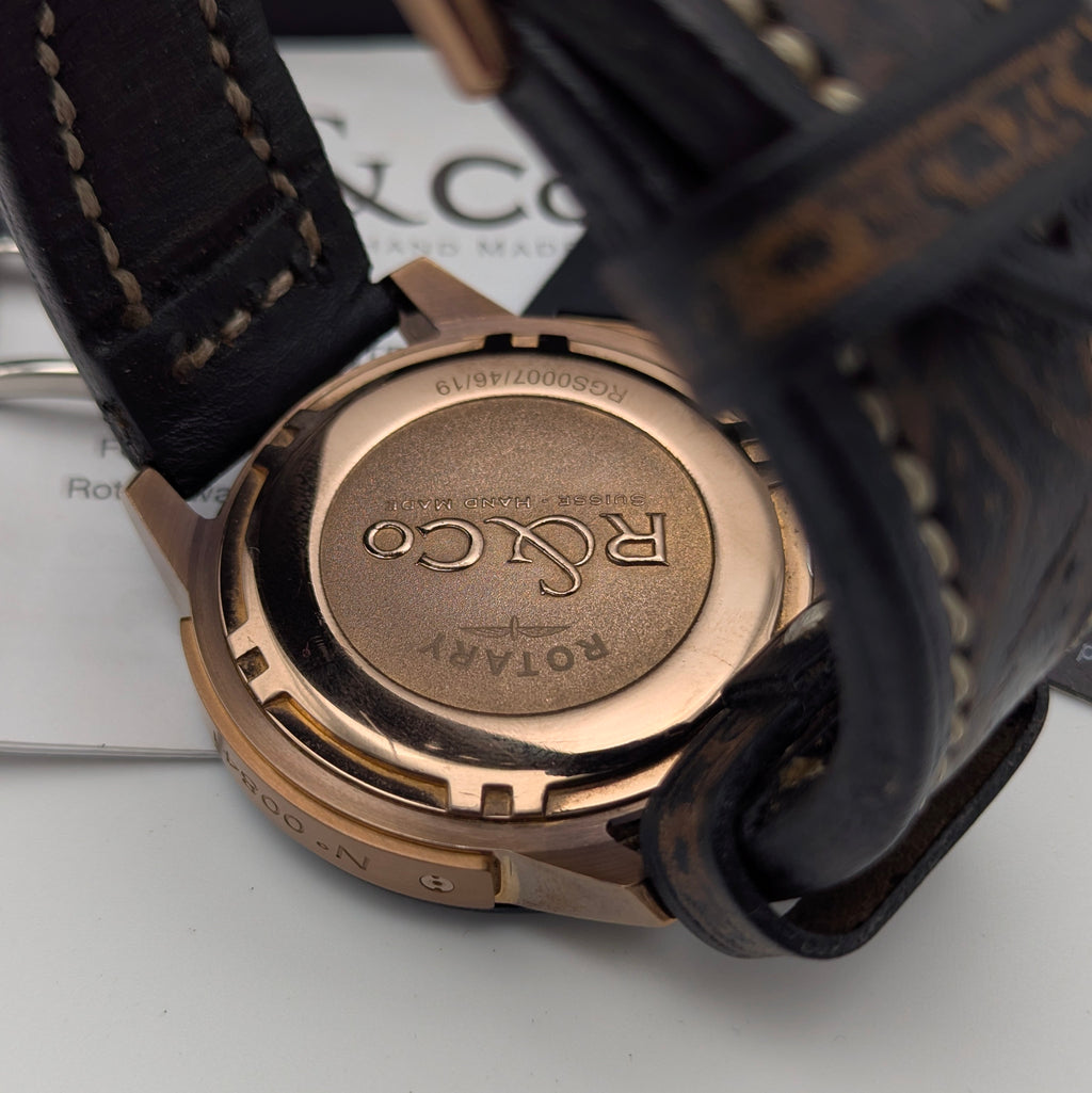 Rotary R&Co Suisse Chronograph — Bold Two-Tone Sports Chrono with Vintage Strap - Bezel & Hide