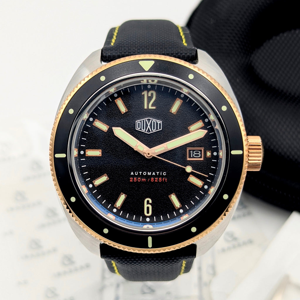 Duxot Fortius DX-2019 Automatic Diver – Black Dial, Two-Tone, DASSARI Strap