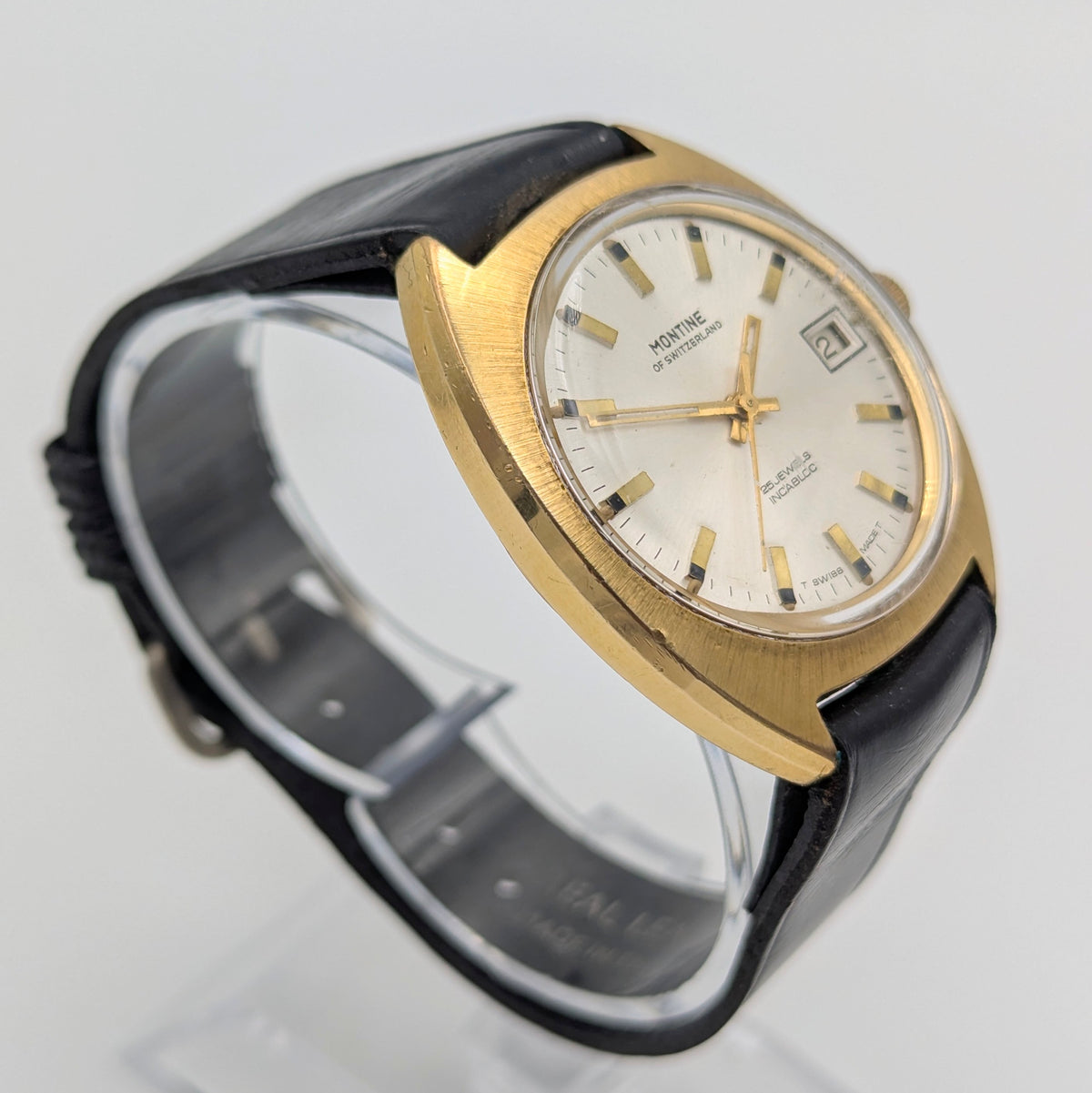 Montine of Switzerland Manual Wind Watch — 1970s Gold-Tone Elegance, Sold Naked - Bezel & Hide