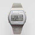 Trafalgar Chrono/Dual Time LCD Digital Watch — Vintage 1980s Silver-Tone on Integrated Bracelet, Sold Naked - Bezel & Hide