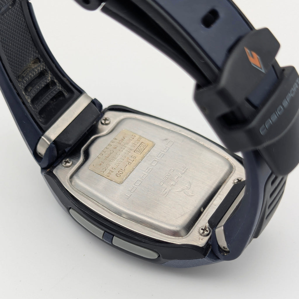 Casio Phys STP-100 Pedometer Watch — Navy/Black, Walking Calorie Counter, Sold Naked - Bezel & Hide