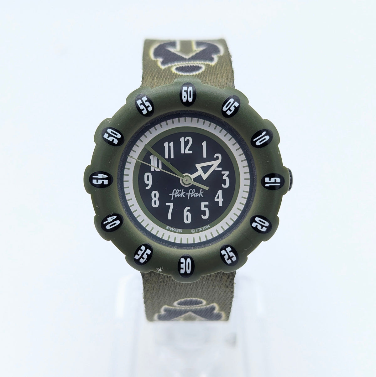Flik Flak Kids Tribal Military Quartz Watch — Swiss Made, Time-Teaching Fun, Sold Naked - Bezel & Hide