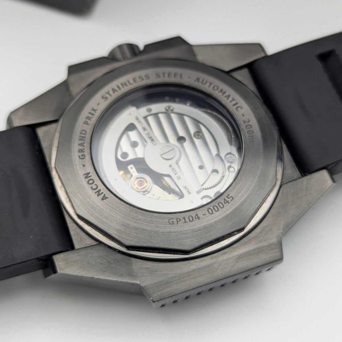 Ancon Grand Prix GP104-0045 Automatic Men's Watch — Gunmetal Black, 47mm, 200m - Bezel & Hide