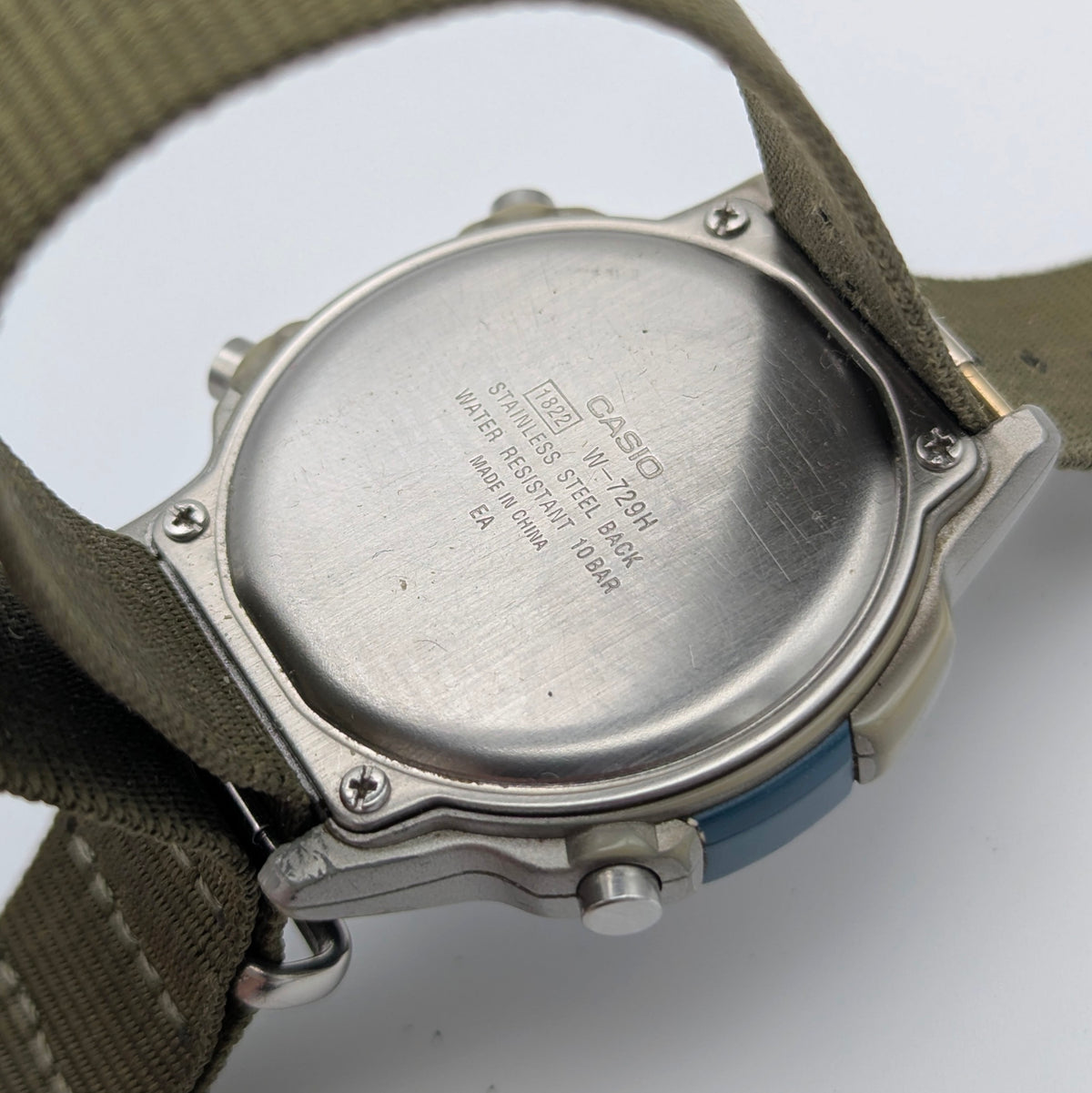 Casio Illuminator W-86 Sports Watch — Olive G10 Strap, 100m WR, Sold Naked - Bezel & Hide