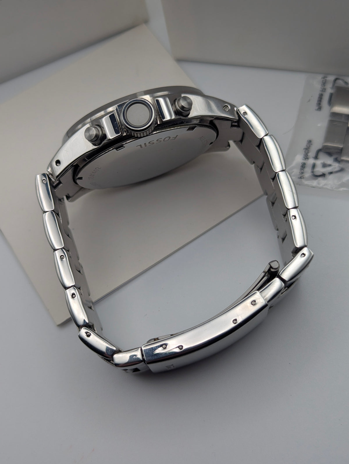 Fossil CH2600 Chronograph — Black Dial, Stainless Steel Bracelet, Box & Spare Links - Bezel & Hide