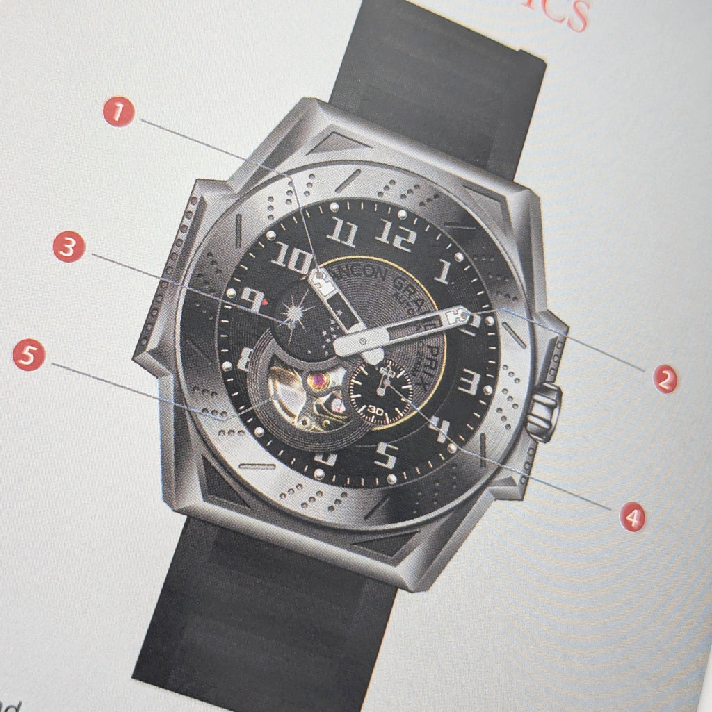 Ancon Grand Prix GP104-0045 Automatic Men's Watch — Gunmetal Black, 47mm, 200m - Bezel & Hide