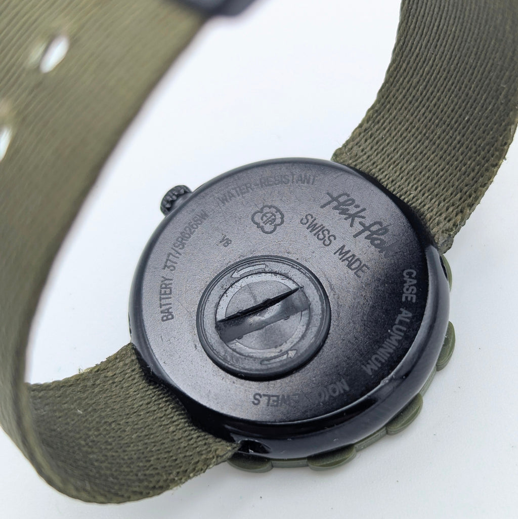 Flik Flak Kids Tribal Military Quartz Watch — Swiss Made, Time-Teaching Fun, Sold Naked - Bezel & Hide