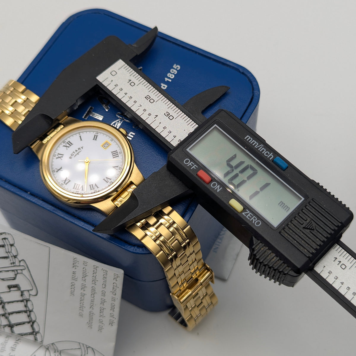 Rotary Gold-Plated Classic Quartz Watch — White Roman Dial, Full Set - Bezel & Hide