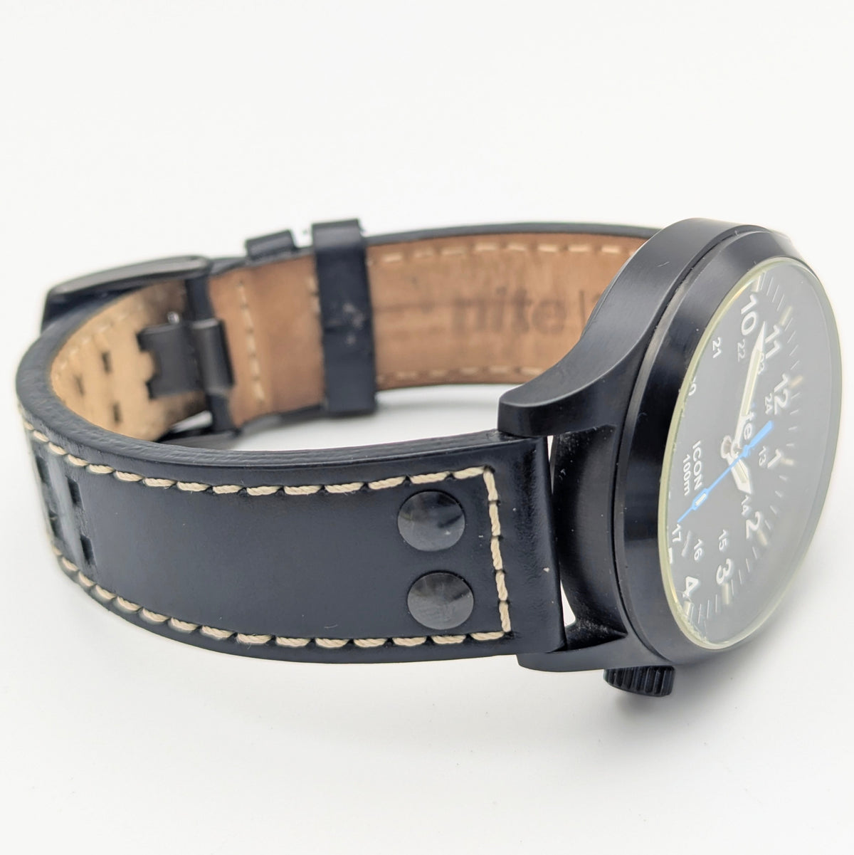 Nite ICON Tritium Field Watch — Black PVD, 100m, Men's - Bezel & Hide