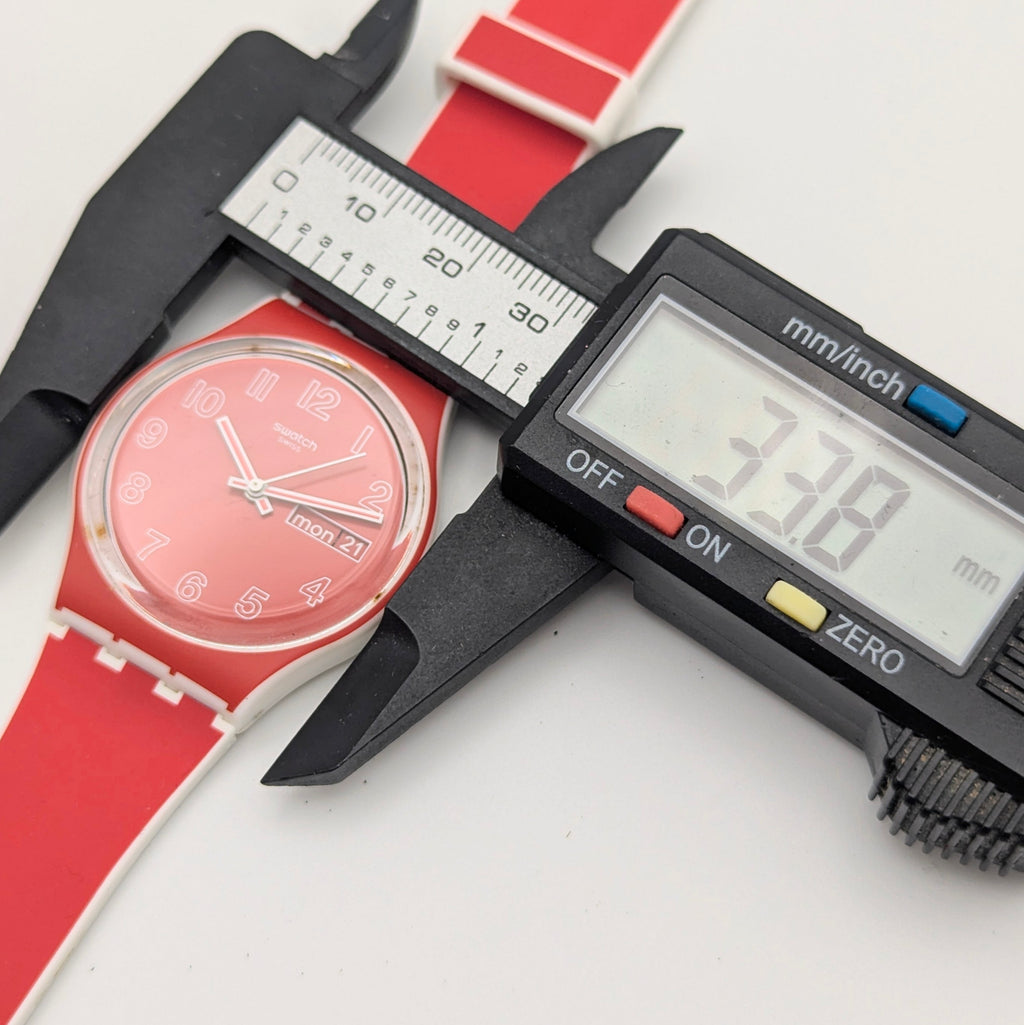 Swatch Originals Gent Poppy Red GE709 — Day-Date, Red Dial, Sold Naked - Bezel & Hide