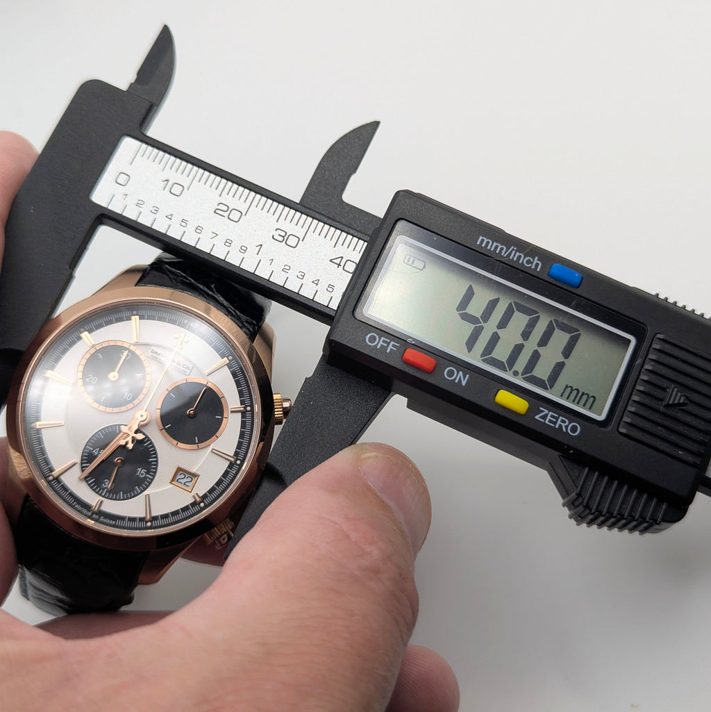 Dreyfuss & Co. Swiss Quartz Chronograph Men's Watch — Rose Gold, White Panda Dial - Bezel & Hide