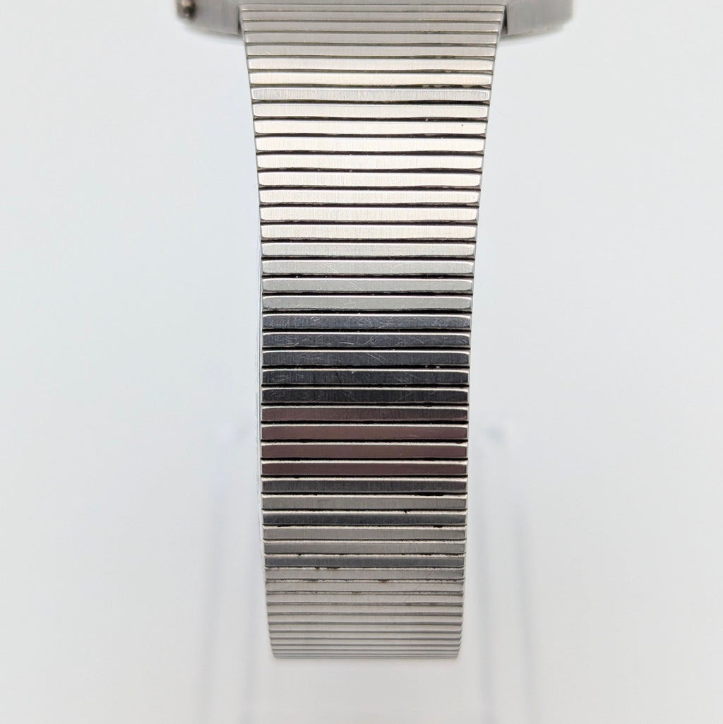 Trafalgar Chrono/Dual Time LCD Digital Watch — Vintage 1980s Silver-Tone on Integrated Bracelet, Sold Naked - Bezel & Hide