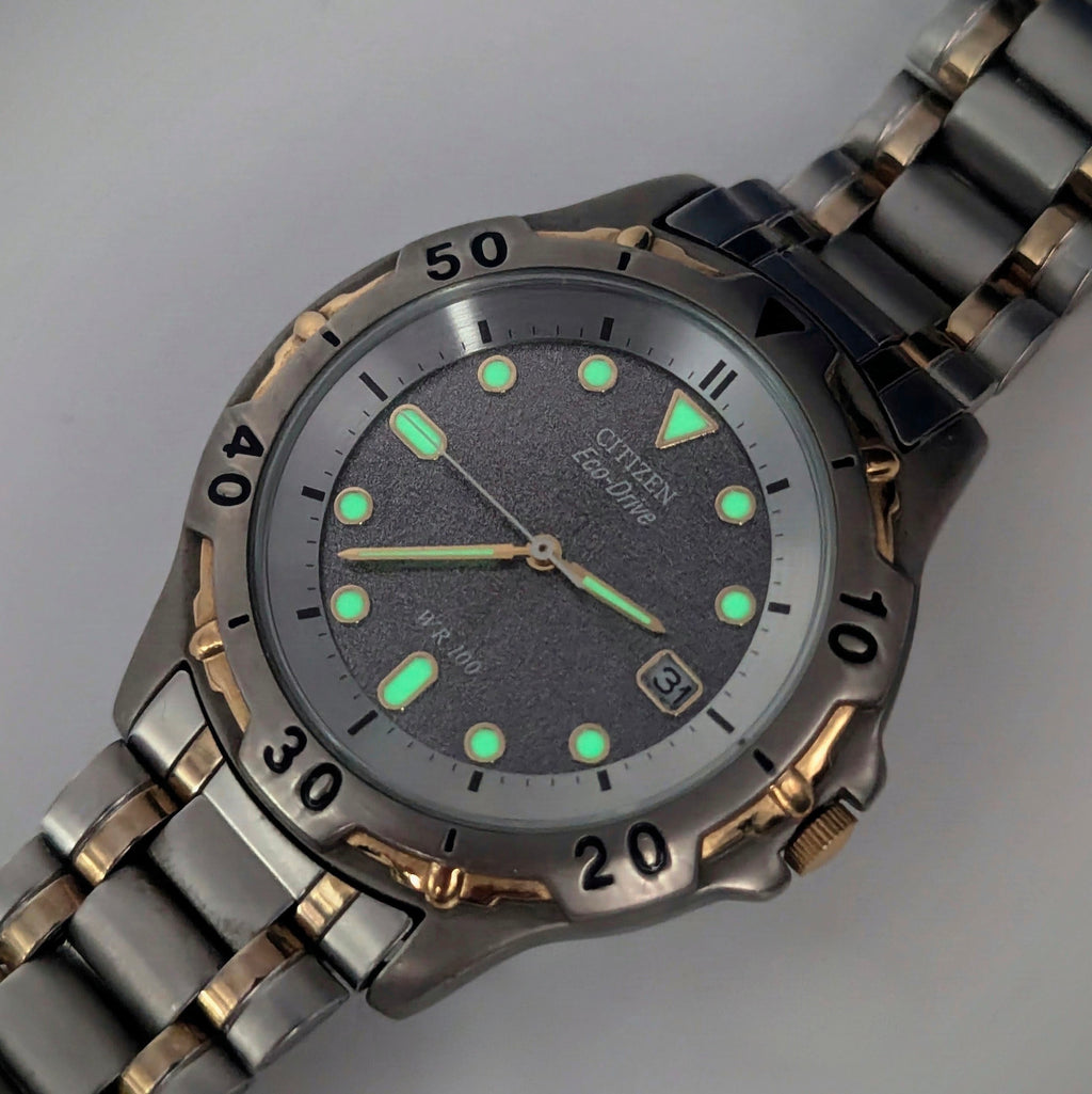 Citizen Eco-Drive Eco Drone — Solar-Powered Two-Tone Diver-Style Watch, Sold Naked - Bezel & Hide