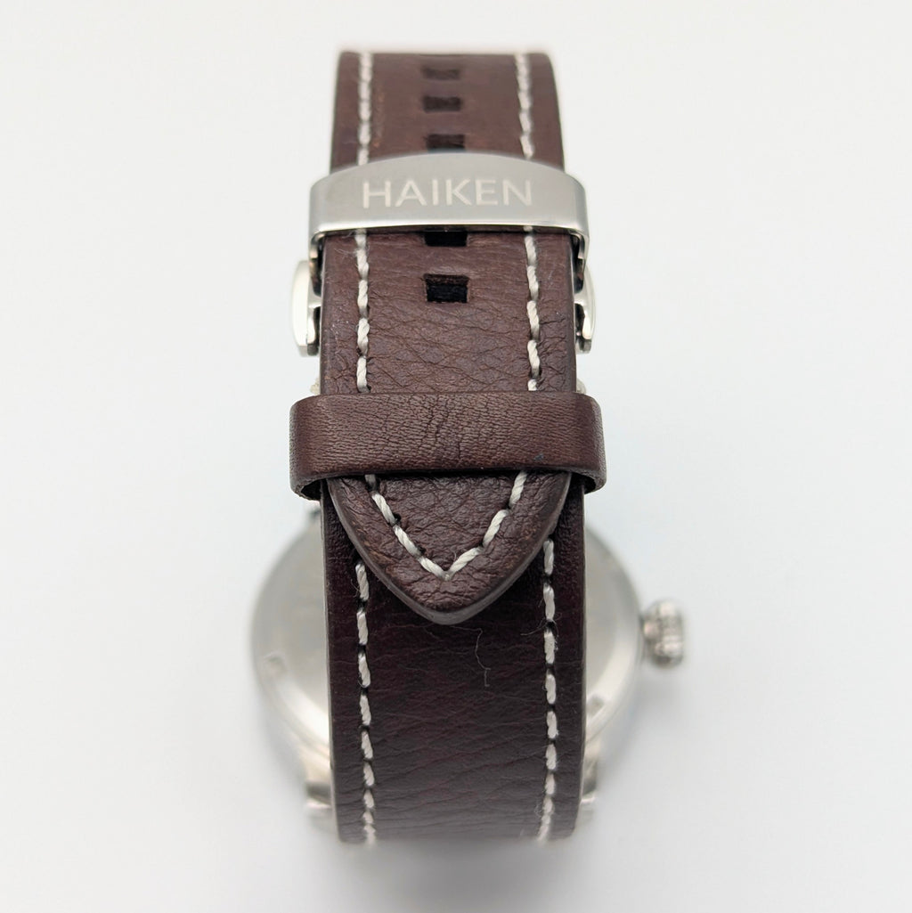 Haiken H40 Automatic Men's Watch — Anthracite Dial, G.B., Altitude-Tested, Brown Leather - Bezel & Hide