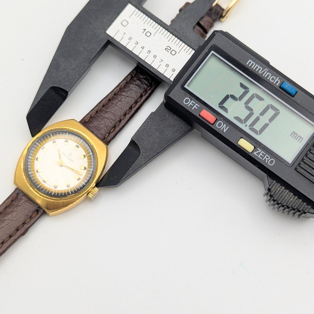 Zenith Ladies' Vintage Cushion-Case Dress Watch — c.1970s Swiss Manual Wind, Gold-Plated, Sold Naked - Bezel & Hide